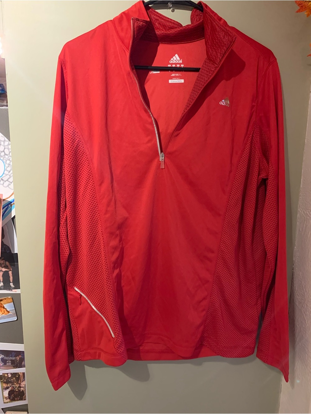 adidas Women’s Red Long-Sleeve 1/4 Zip
